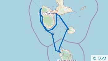 Itinéraire de navigation en voilier au départ de la Guadeloupe